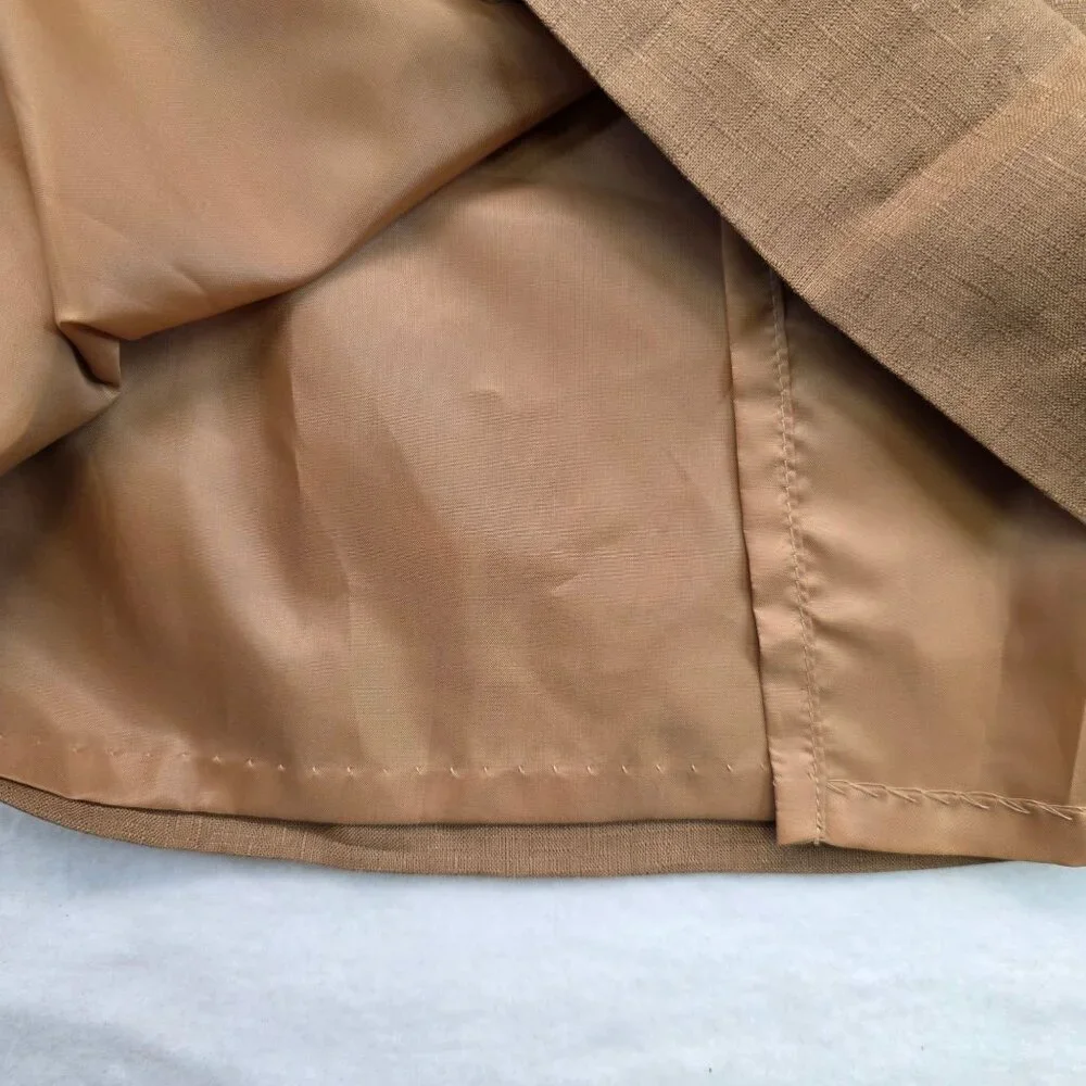 Vintage Pendleton Linen Pencil Skirt 6 Brown USA Business Academia Deadstock